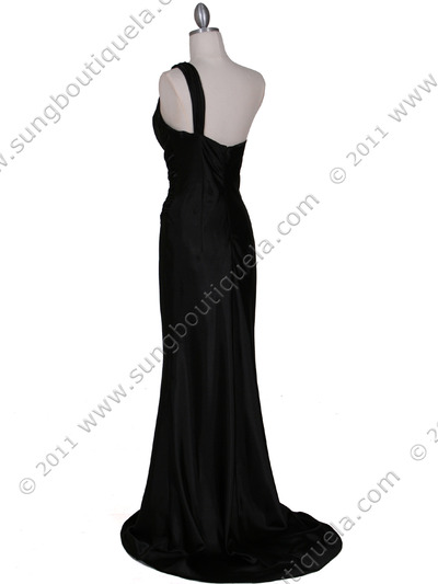5057 Black One Shoulder Evening Dress - Black, Back View Medium