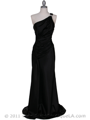 5057 Black One Shoulder Evening Dress, Black