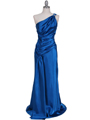 5057 Blue One Shoulder Evening Dress - Blue, Front View Thumbnail