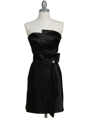 5073 Black Strapless Cocktail Dress, Black