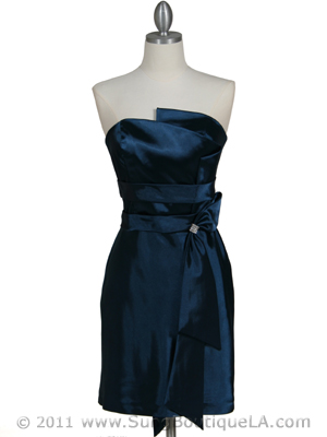 5073 Teal Blue Strapless Cocktail Dress, Teal Blue