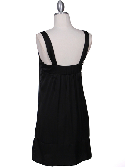 5076 Black Rosette Cocktail Dress - Black, Back View Medium