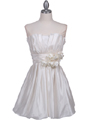 5095S Ivory Strapless Floral Cocktail Dress - Ivory, Front View Thumbnail