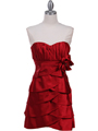 5097 Red Strapless Cocktail Dress - Red, Front View Thumbnail
