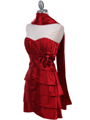 5097 Red Strapless Cocktail Dress - Red, Alt View Thumbnail