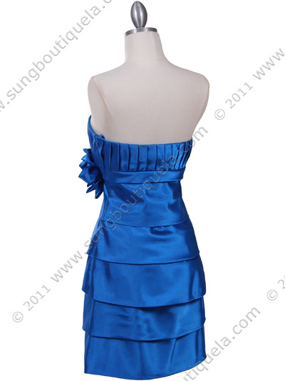 5097 Turquoise Strapless Cocktail Dress - Turquoise, Back View Medium