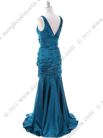 5098 Teal Bridesmaid Dress - Teal, Back View Medium