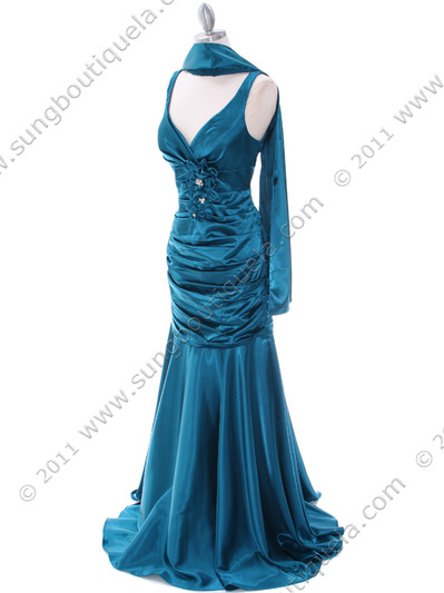 5098 Teal Bridesmaid Dress - Teal, Alt View Medium
