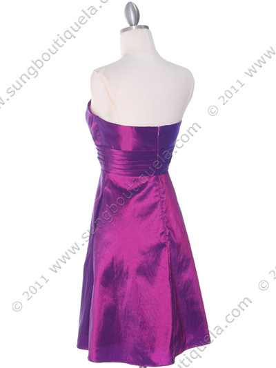 509 Purple Taffeta Homecoming Dress - Purple, Back View Medium