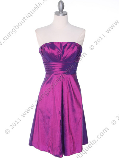 509 Purple Taffeta Homecoming Dress - Purple, Front View Medium