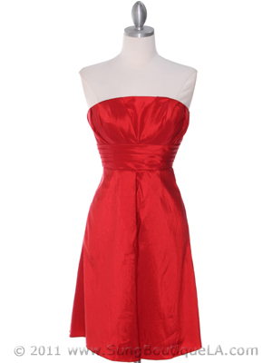 509 Red Taffeta Cocktail Dress, Red