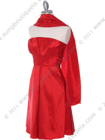 509 Red Taffeta Cocktail Dress - Red, Alt View Medium