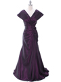 513 Vintage Taffeta Evening Dress - Eggplant, Front View Thumbnail