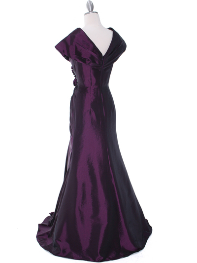 513 Vintage Taffeta Evening Dress - Eggplant, Back View Medium