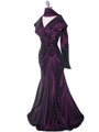 513 Vintage Taffeta Evening Dress - Eggplant, Alt View Thumbnail