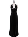 5141 Black Sequin Top Halter Evening Dress - Black, Front View Thumbnail