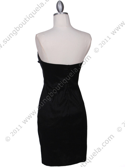 5148 Black Stretch Taffeta Cocktail Dress - Black, Back View Medium