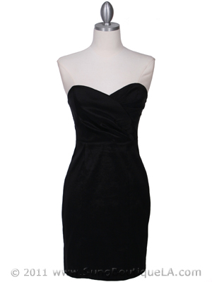 5148 Black Stretch Taffeta Cocktail Dress, Black