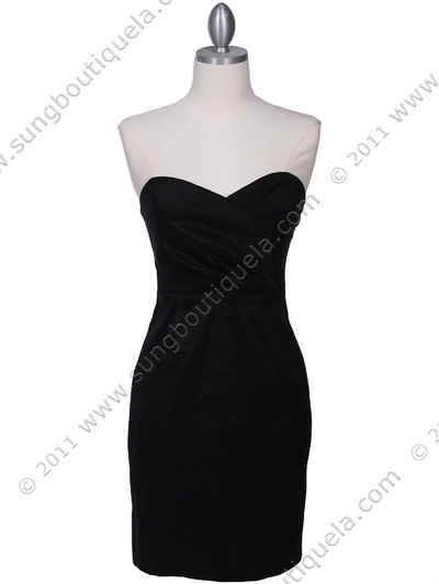 5148 Black Stretch Taffeta Cocktail Dress - Black, Front View Medium