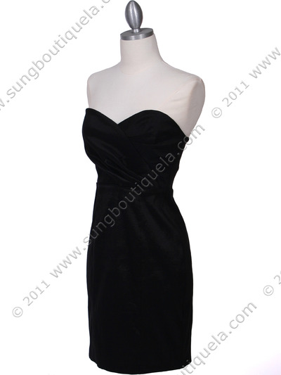 5148 Black Stretch Taffeta Cocktail Dress - Black, Alt View Medium