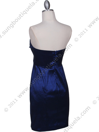 5148 Navy Stretch Taffeta Cocktail Dress - Navy, Back View Medium
