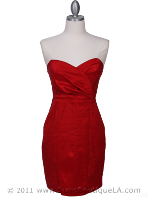 5148 Red Stretch Taffeta Cocktail Dress, Red
