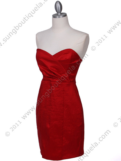 5148 Red Stretch Taffeta Cocktail Dress - Red, Alt View Medium