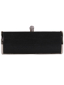 BL517A Black Evening Clutch with Rhinestone Clip - Black, Front View Thumbnail