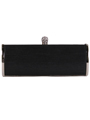 BL517A Black Evening Clutch with Rhinestone Clip - Black, Front View Thumbnail