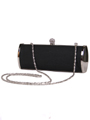 BL517A Black Evening Clutch with Rhinestone Clip - Black, Alt View Thumbnail