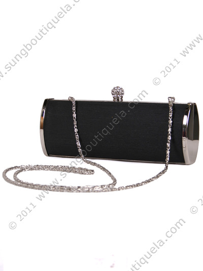 BL517A Black Evening Clutch with Rhinestone Clip - Black, Alt View Medium