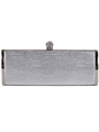 BL517A Silver Evening Clutch with Rhinestone Clip - Silver, Front View Thumbnail