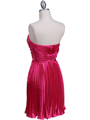 5203 Hot Pink Strapless Pleated Cocktail Dress - Hot Pink, Back View Thumbnail