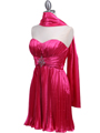 5203 Hot Pink Strapless Pleated Cocktail Dress - Hot Pink, Alt View Thumbnail