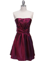 5207 Burgundy Taffeta Homecoming Dress - Burgundy, Front View Thumbnail