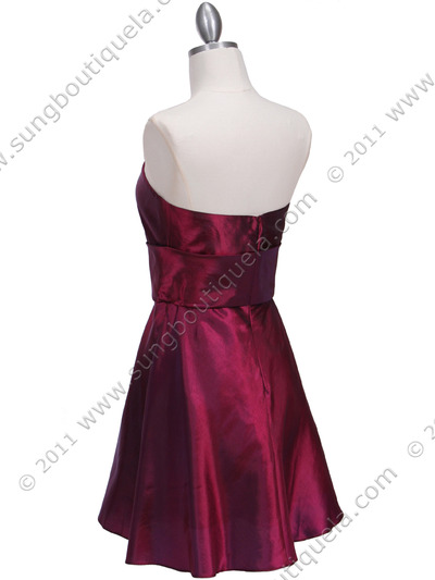 5207 Burgundy Taffeta Homecoming Dress - Burgundy, Back View Medium