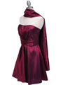 5207 Burgundy Taffeta Homecoming Dress - Burgundy, Alt View Thumbnail