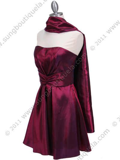 5207 Burgundy Taffeta Homecoming Dress - Burgundy, Alt View Medium