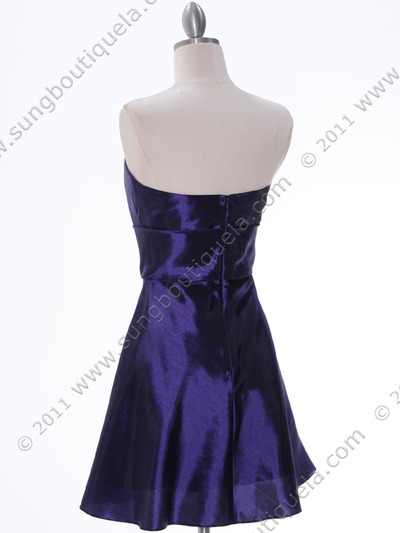 5207 Purple Taffeta Homecoming Dress - Purple, Back View Medium
