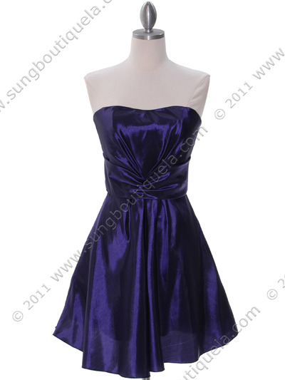 5207 Purple Taffeta Homecoming Dress - Purple, Front View Medium