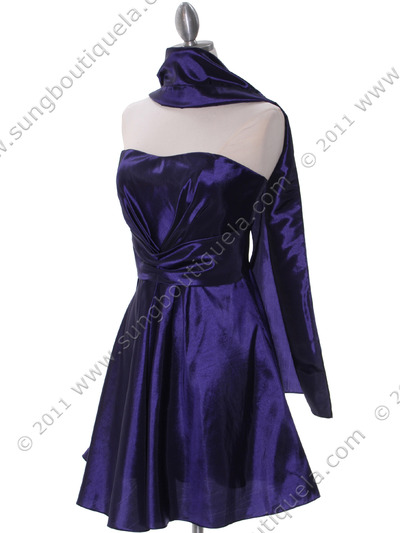 5207 Purple Taffeta Homecoming Dress - Purple, Alt View Medium