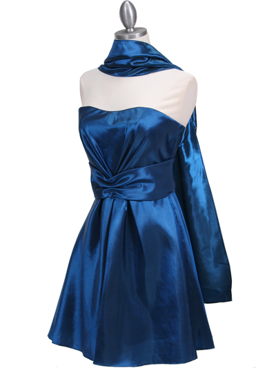 5207 Teal Taffeta Homecoming Dress - Teal, Alt View Medium