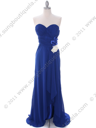 5230 Royal Blue Strapless Evening Dress - Royal Blue, Front View Medium