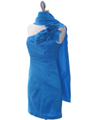 5232 Blue Stretch Taffeta Cocktail Dress - Blue, Alt View Thumbnail