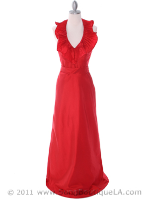 5237 Red Taffeta Evening Dress, Red