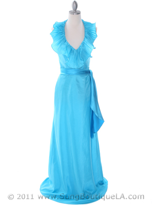 5237 Turquoise Taffeta Evening Dress, Turquoise