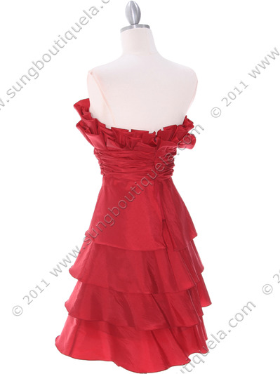 5239 Red Cocktail Dress - Red, Back View Medium