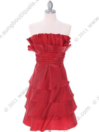 5239 Red Cocktail Dress - Red, Front View Medium