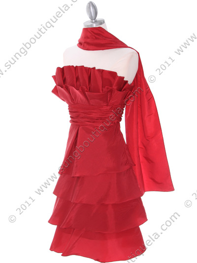 5239 Red Cocktail Dress - Red, Alt View Medium