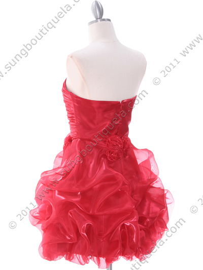 5240 Dark Red Short Prom Dress - Dark Red, Back View Medium